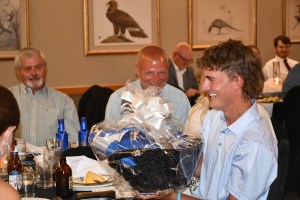 Several door prizes were given away at the Bell County Chamber dinner, such as this basket from Community Trust Bank.