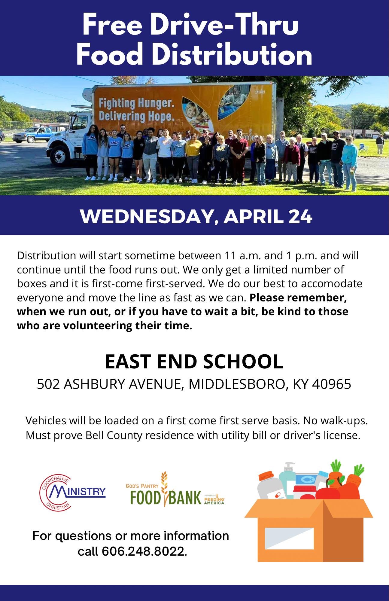 CCM drive-thru food distribution Wednesday at East End School ...